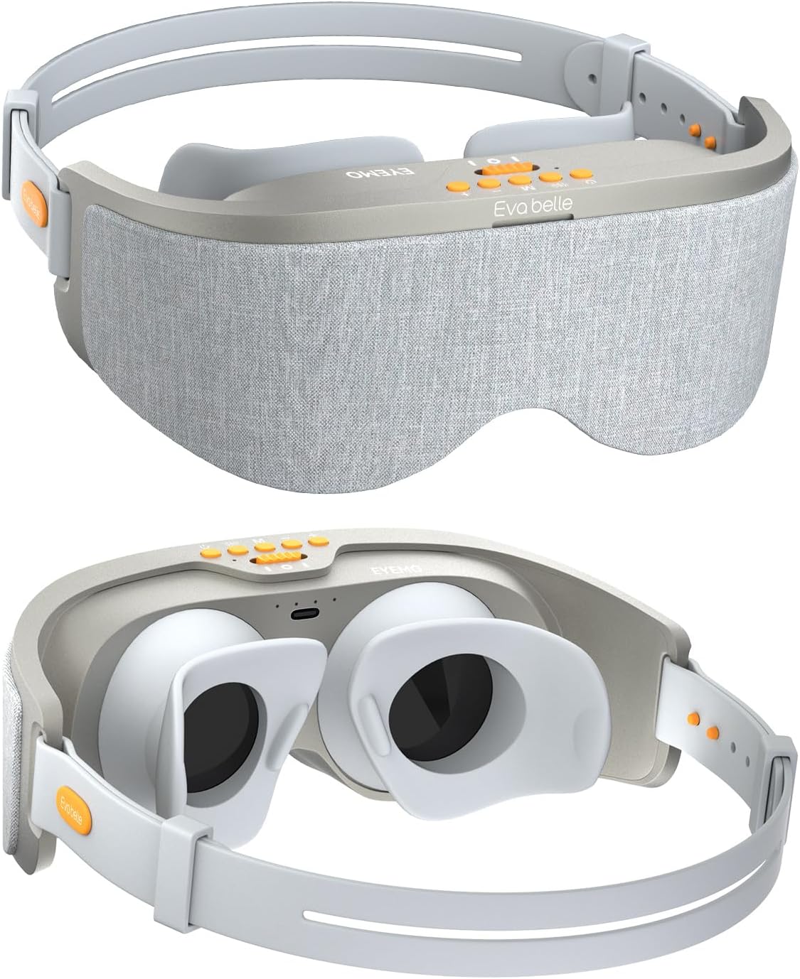 EVA BELLE Eye Mask Sleeping Mask for Computer Users, Christmas Birthday Gifts for Women Men Teenagers Old Man, Sleep Improvement with White Noise Sound Music, Sleep Mask for Eye Strain, Gray