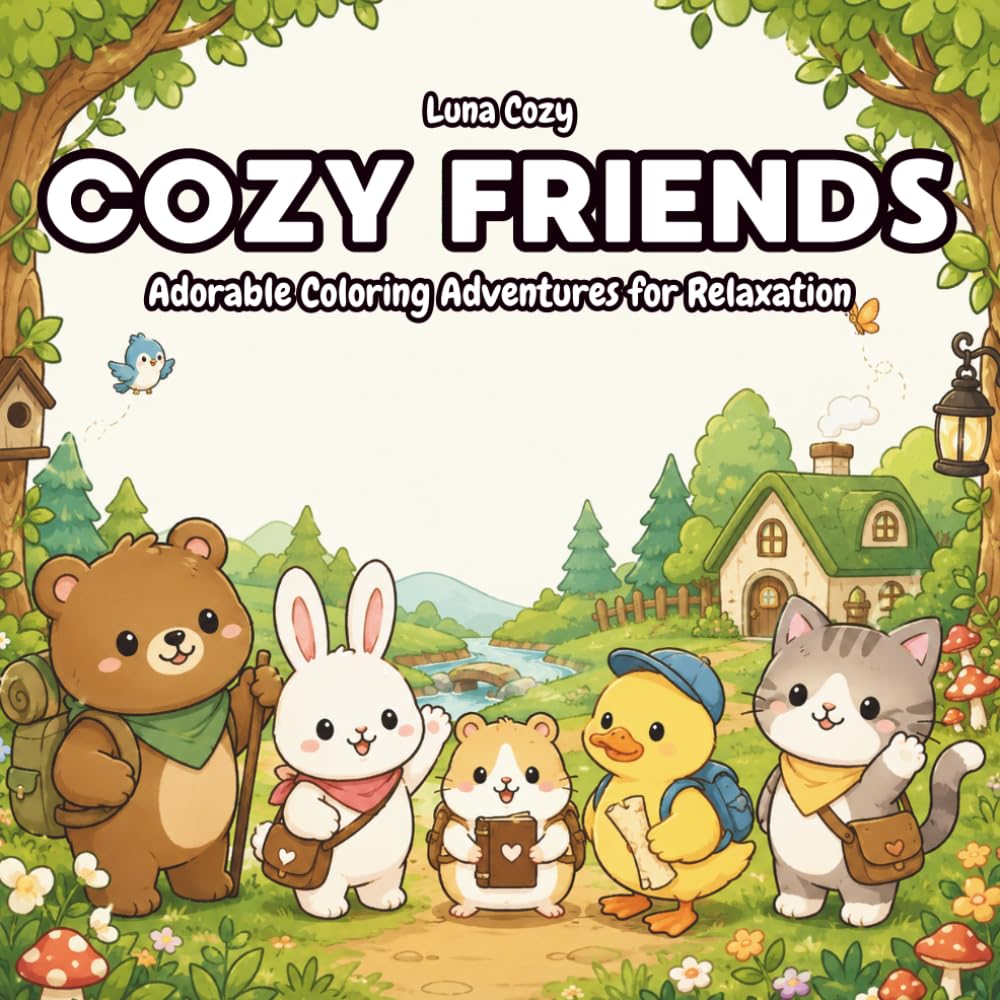 Cozy Friends Coloring Book: A Cute Animal Adventure With Cozy Forest Scenes And Relaxing Coloring Pages (Cozy Friends Coloring Series)