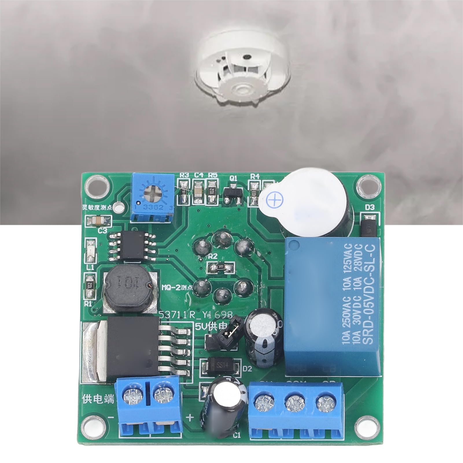 MQ-2 Smoke Sensor Module DC5-30V Smoke Alarm Module Switch Controller Smoke Sensor Relay Switch Kitchen Smoke Detection Sound And Light Alarm - Image 2