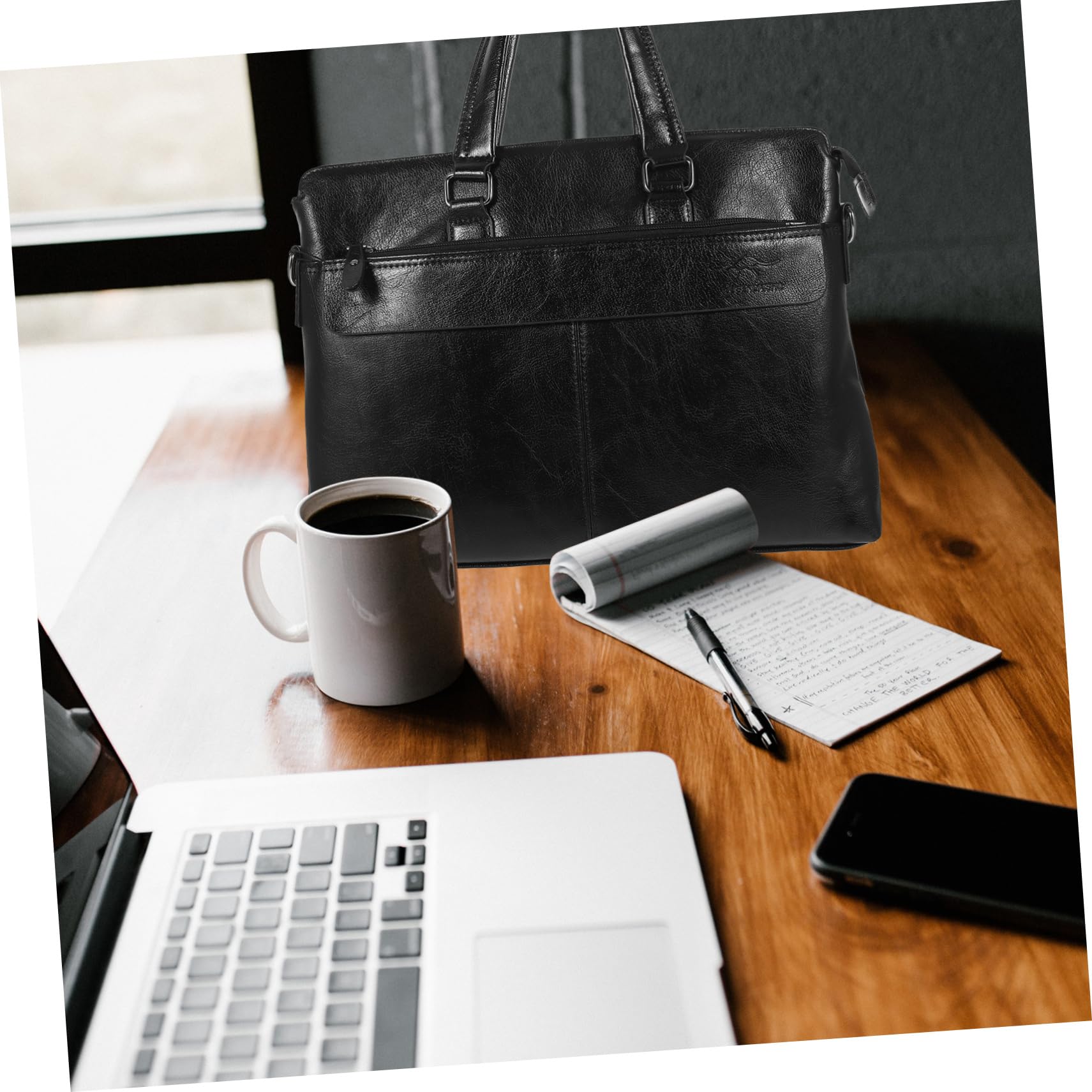 Modische Aktentasche und Vielseitigen Tragemöglichkeiten Handtasche Business aus Pu Leder Durchdachtem Innenraum in Schwarz Herren für Büro und Reisen