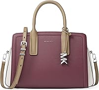 Michael Kors Women's Laila Medium Satchel - Signature Logo Canvas, Adjustable Crossbody Strap, Day-to-Night Versatility