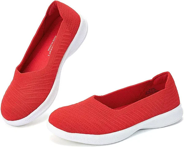 konhill Women's Slip on Loafers - Comfy Walking Tennis Low-Top Ballet Flat Nurse Shoes Casual Sneakers