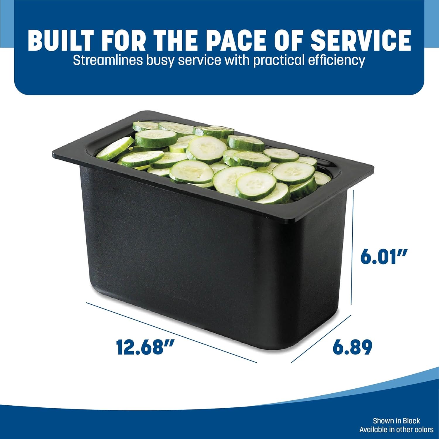 Carlisle FoodService Products CM110203 Coldmaster ABS Third-Size Food Pan, 4 qt. Capacity, 12.68" x 6.89" x 6.01", Black