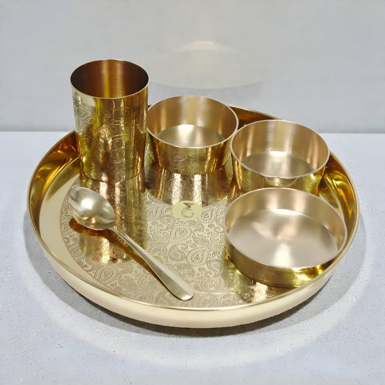 Copper Master Goodluck Thali Set Pure Brass, ensuring Durability