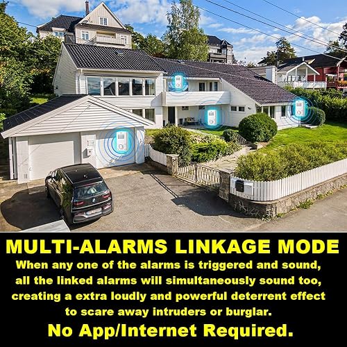 Miniatura 7 de Sensor de movimiento remoto de 135 dB, alarma de sonido fuerte para garaje, cobertizo. Alerta de teclado portátil a batería para viajes, campamento.