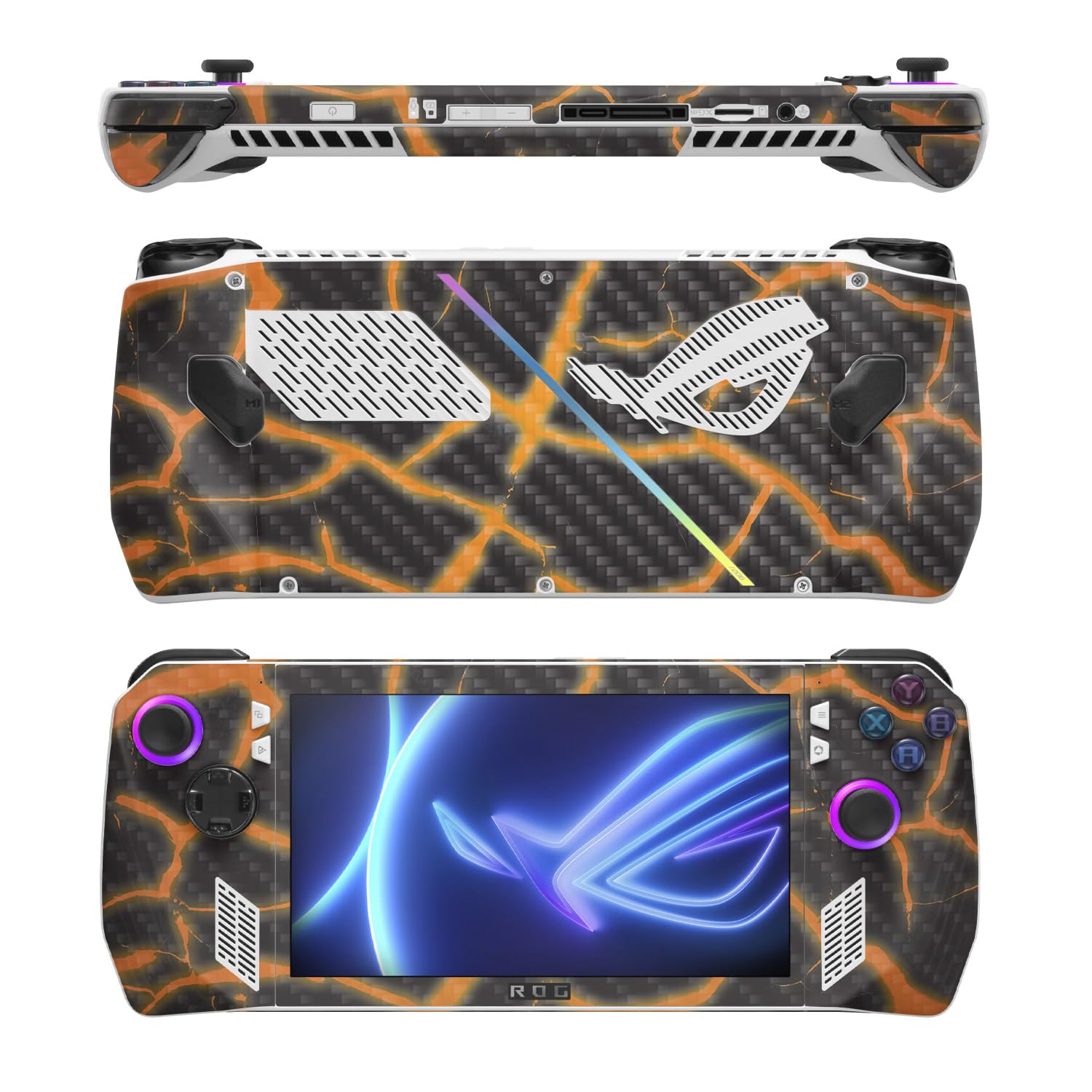 MightySkins Carbon Fiber Skin Compatible with Asus ROG Ally - Lava Rock | Protective, Durable Textured Carbon Fiber Finish | Easy to Apply, Remove, and Change Style