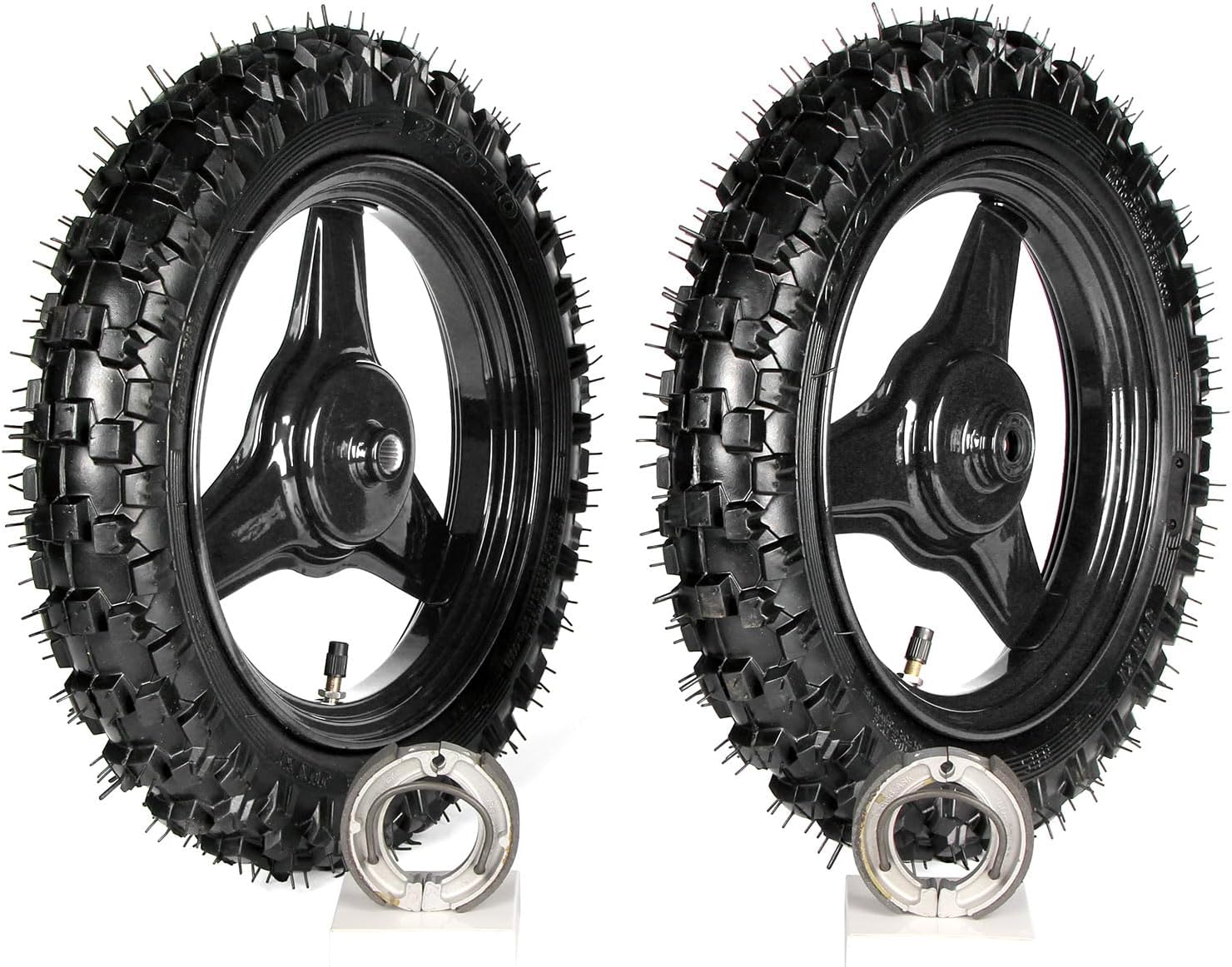 PW50 Wheels Kit, 2.50-10 Tyres Tires Tube Rim Brake Pad for Yamaha PW50 PeeWee Y-Zinger 50cc PY50 1981-2016 Kid Bikes (Black)