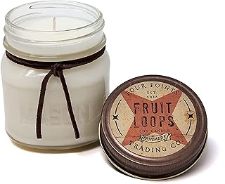 Four Points Trading Co. Fruit Loops Scented Candle 8 oz - Soy Aromatherapy Candle with Jar - Great Gift for Birthdays, Anniversary, Christmas, New Year, House Warming and More!