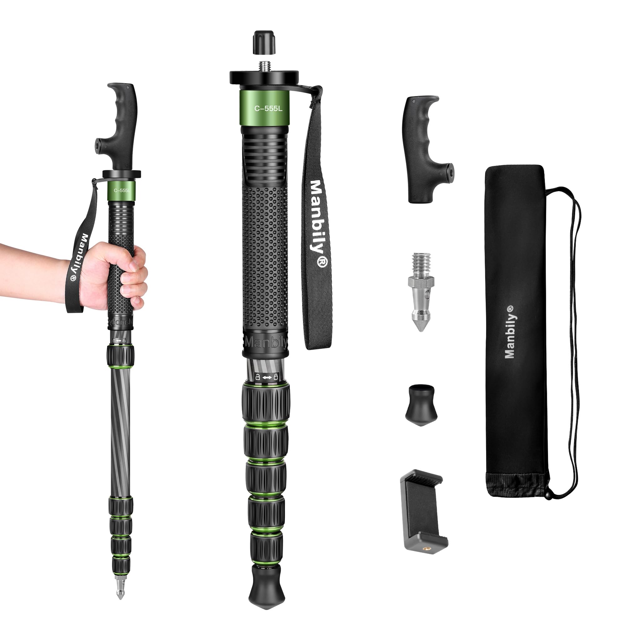 Sponsored Ad - Carbon Fiber Camera Monopod, 61-inch Portable Compact Lightweight Travel Monopod Walking Stick for DSLR Camera Canon Nikon Sony Video (Green)