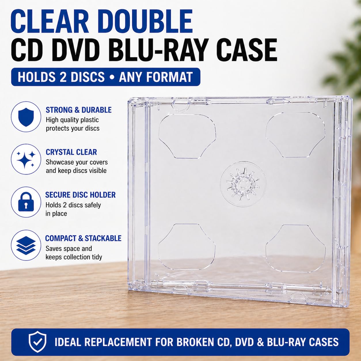 Dragon Trading Lot de 100 boîtiers transparents double CD DVD Blu-ray pour protéger vos disques – Peut contenir 2 disques de n'importe quel format