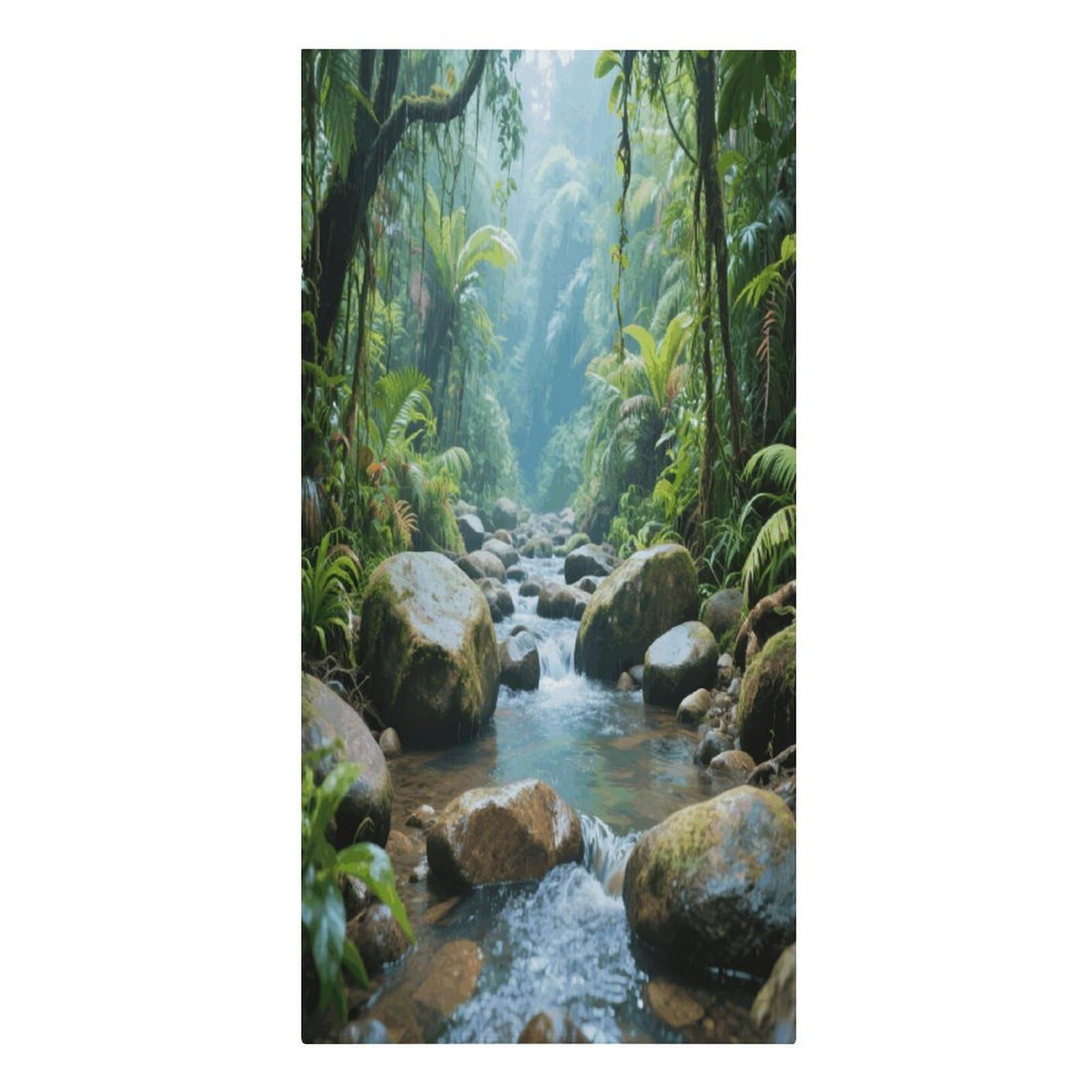 VstaDank Rainforest Stream Beach Beach Towel Vacation Essentials Sand Free Soft Quick Dry Swim Towels 61"x30" Modern Extra Large Towels Lightweight Microfiber Beach Towel for Swimming Pool