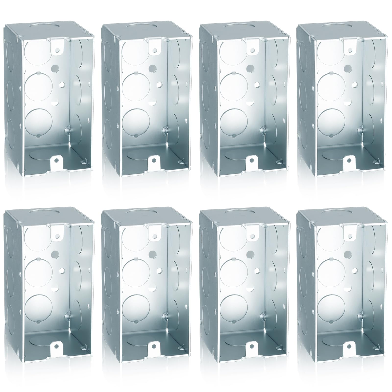 8 Pack Metal Electrical Box, 4 x 2 x 2-1/8 Inch