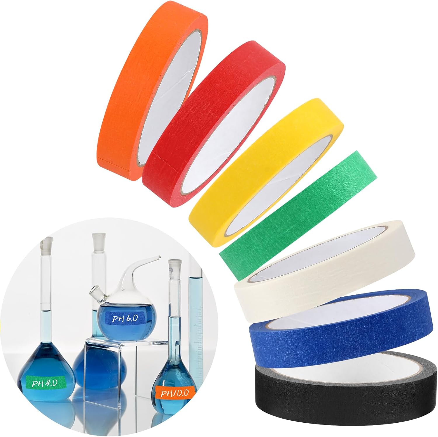 7 Rolls Laboratory Tape 3/4 Inch Lab Labeling Tape 787 Inch Colored Lab