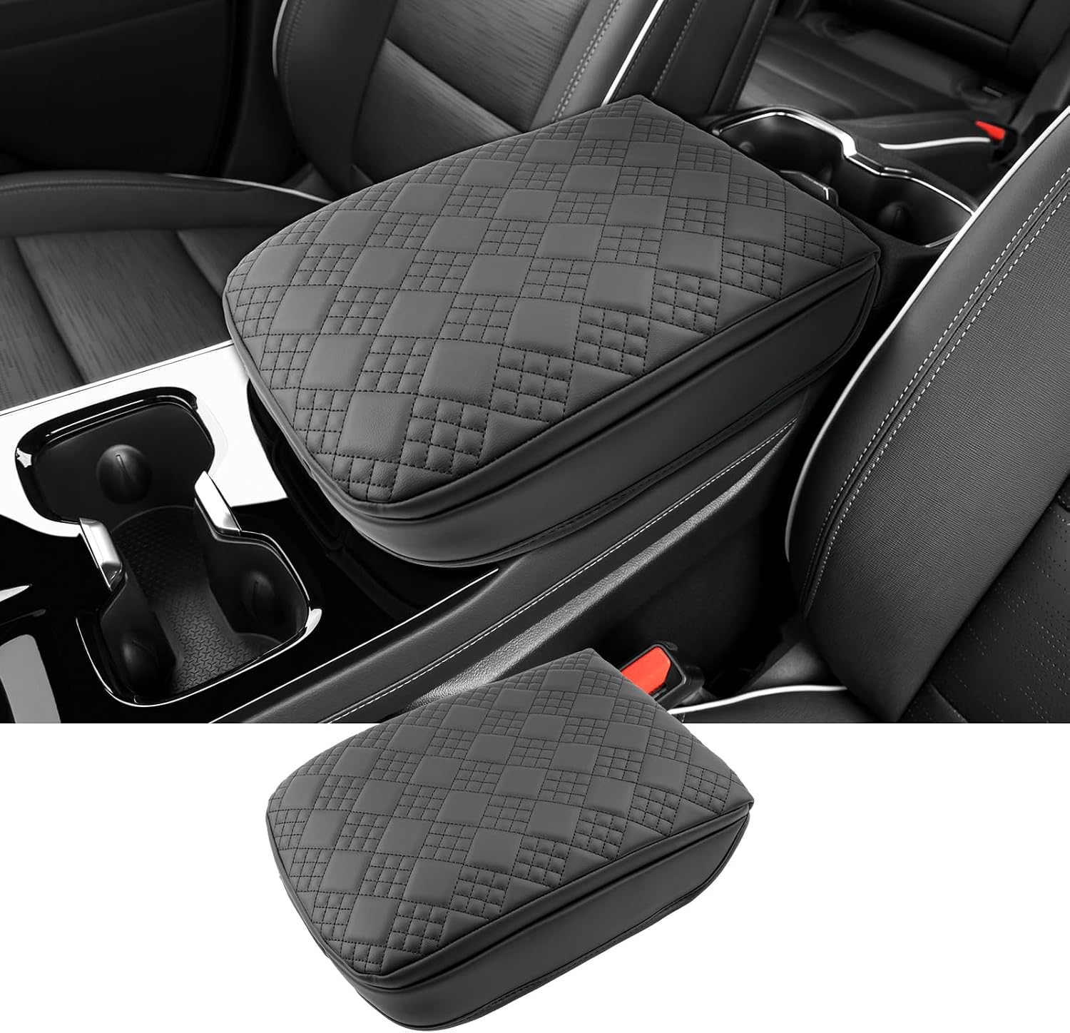 2025 2026 Enclave Center Console Cover for Buick Enclave (Preferred/Sport Touring/Avenir), Cushion &Comfy Leather Armrest Cover 2026 2025 Enclave Accessories (Padded)