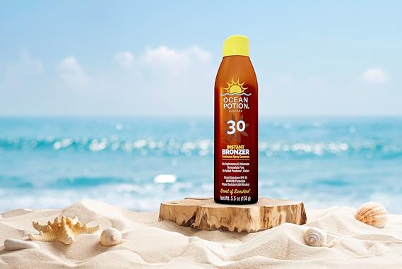 Ocean Potion SPF 30 Sunscreen Spray with Bronzer Bronzing Sunscreen Mist with Instant Glow, Broad Spectrum Sun Protection with Aloe & Vitamin E, 5.5 oz