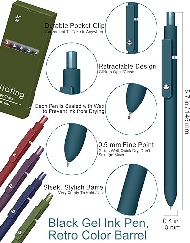 Miniatura 2 de Uwbettry Bolígrafos negros de tinta de gel de punta fina y escritura suave, juego de bolígrafos de secado rápido para diario, tomar notas, bolígrafo