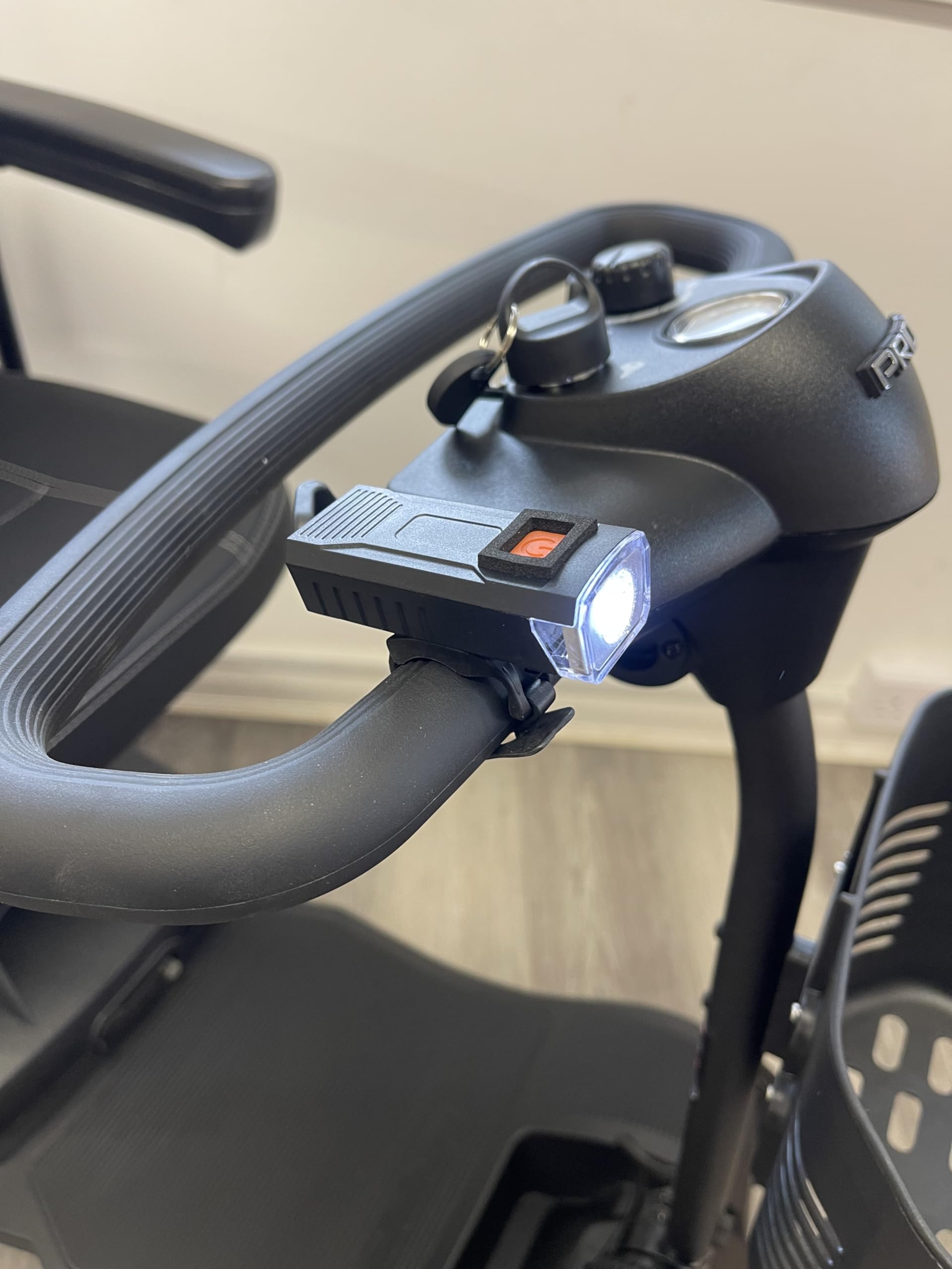 LED Mobility Scooter Headlight, Universal Clip-on Design, High-Powered Torch Light, Pride GoGo Compatible