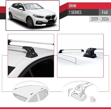 Compatible with BMW 1 Series (F40) 2019-2024 ACE-3 Model Car Roof Rack Cross Bar Grey Aluminium 2 Bars