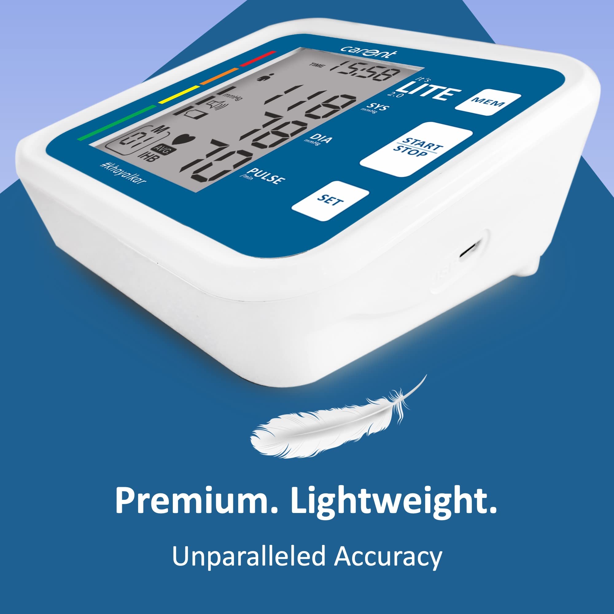 Carent BP-56Lite Arm Blood Pressure Monitor - Fully Automatic, Digital, Smart & Intelligent BP Checking Machine | Dual User | USB Chargeable(White) - Image 4 thumbnail