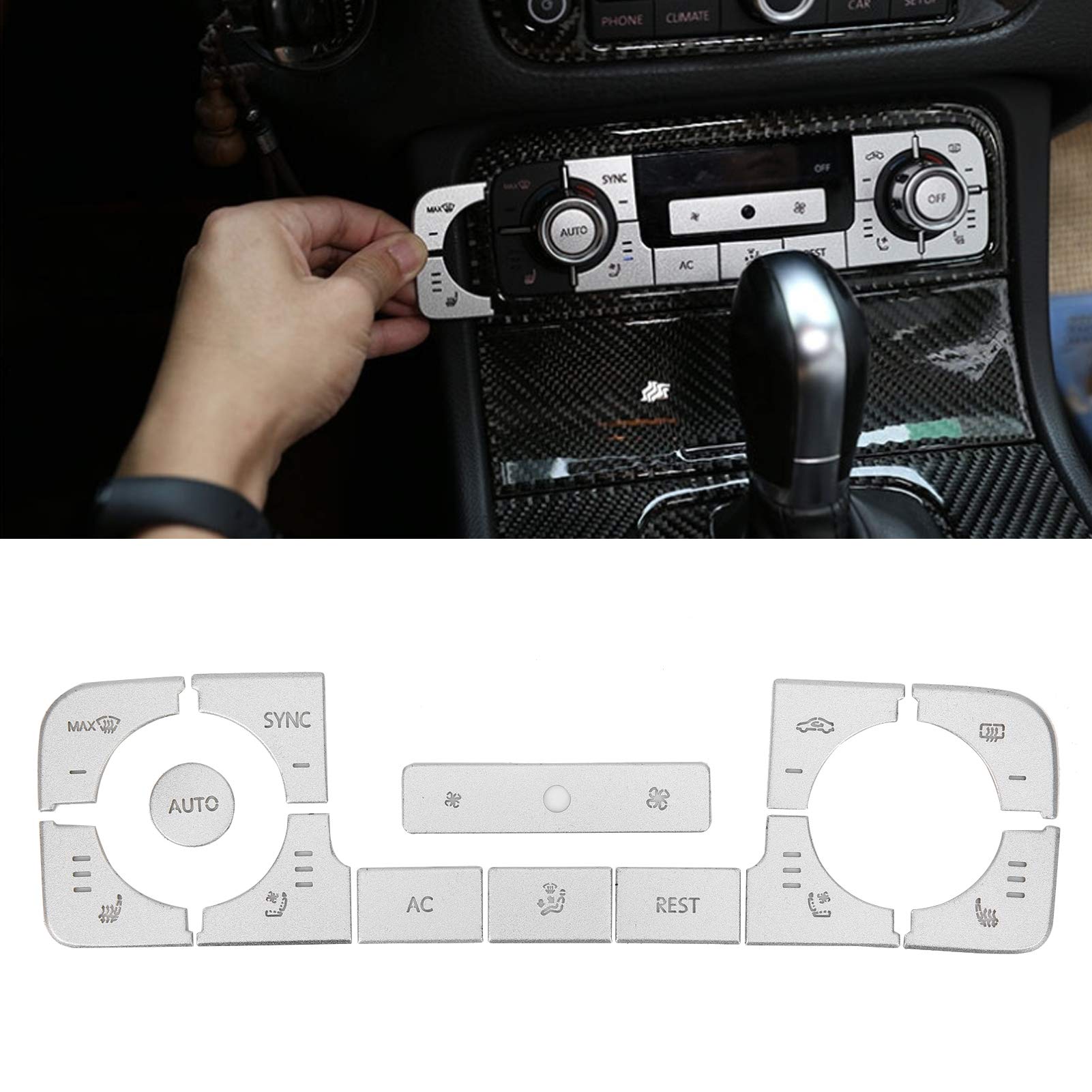 2 Boutons Capuchons Climatiseur Auto Argenté - Décalcomanies Boutons Pour Tableau De Bord