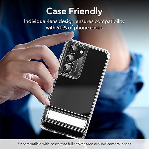 Miniatura 5 de Protector de lente de cámara para Galaxy S23 FE, vidrio templado 9H antiarañazos con borde de aluminio, anillo protector de pantalla de lente