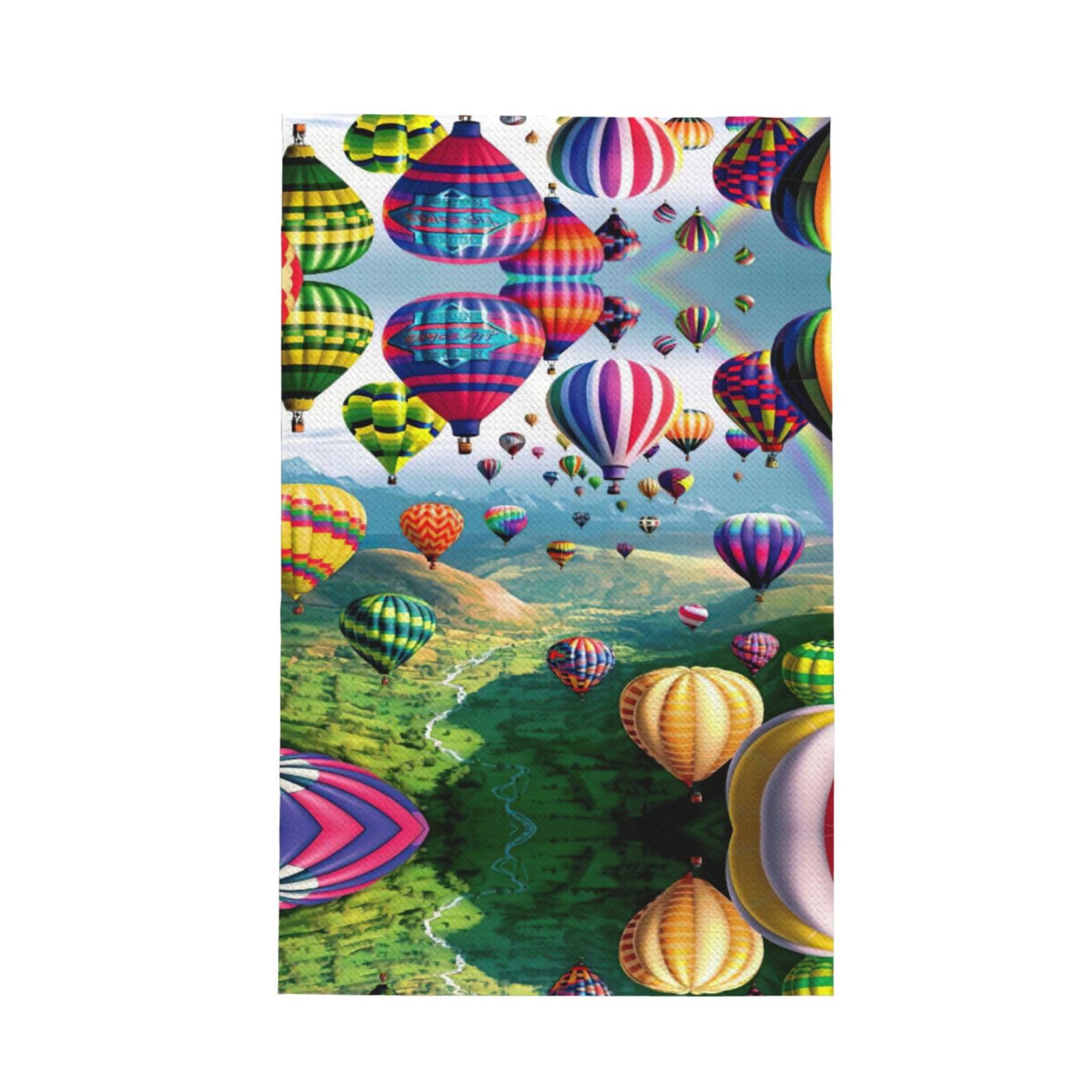XXahnbm Beautiful Hot Air Balloon Print Waffle Kitchen Towel,Absorbent Hand Towel