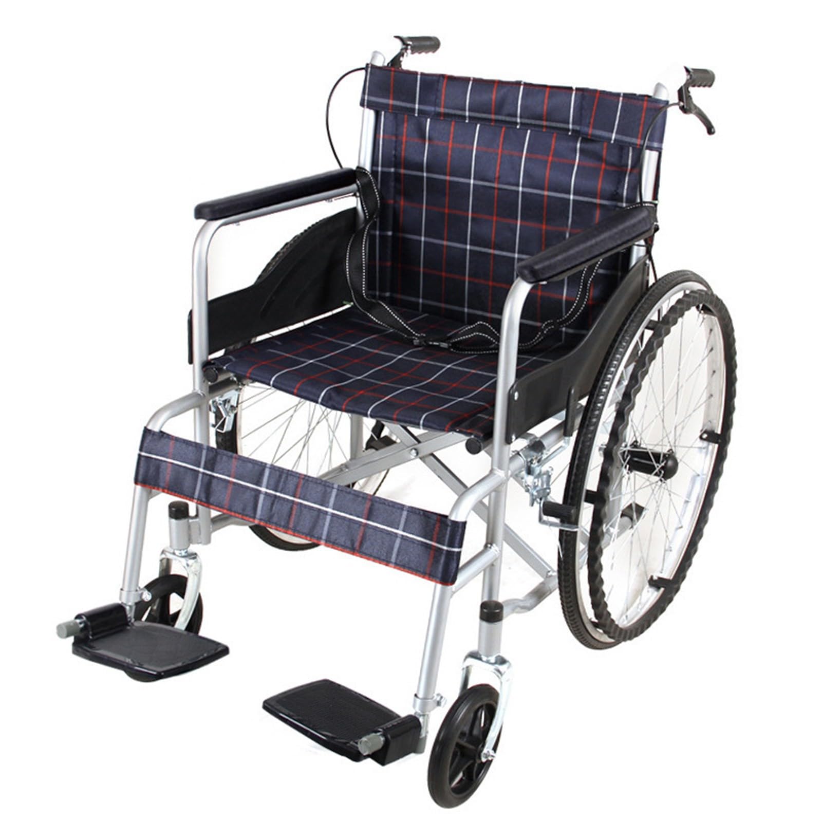 Sedia A Rotelle Leggera Pieghevole, Sedia da Trasporto Portatile Semovente Manuale per Anziani con Doppio Freno, Motorino per Ausili per La Deambulazione per Anziani E Disabili A