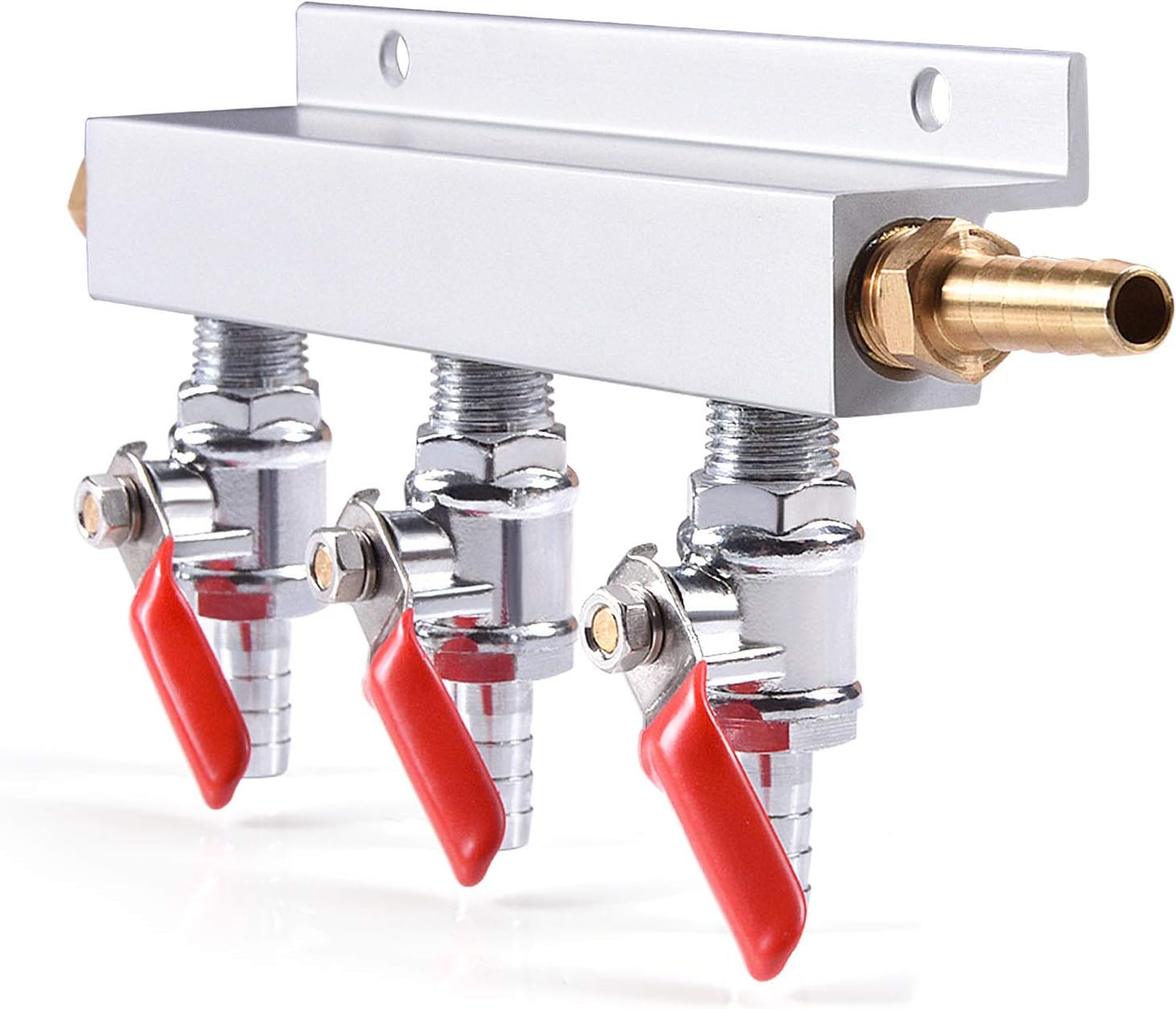 3-Way Gas Manifold CO2 Distributor Manifold 5/16 inch Barb/Stem Splitter Beer Integrated Check Valves Homebrew Beer Making Brewing Tool