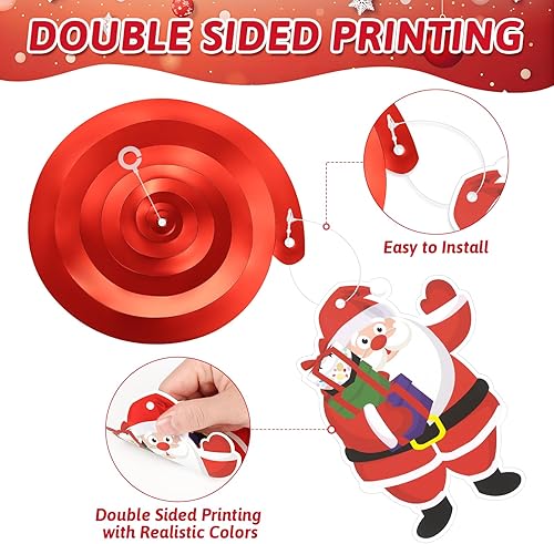 Miniatura 5 de Juego de 62 piezas de decoración de remolinos de papel de aluminio colgante de Navidad, muñeco de nieve, alce, letrero colgante de remolinos para