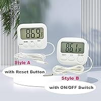 Vista 3 de Termómetro Digital Pequeño Interruptor de Encendido/Apagado Medidor de Interior/Exterior con Sensor de Sonda de 1.5M/5ft