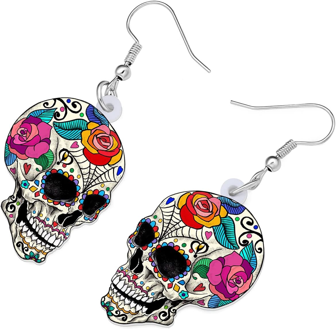 Dangle Acrylic Halloween Earrings Skull Novelty Hypoallergenic Jewelry Punk Charms For Women Party Favors Gifts - Image 3