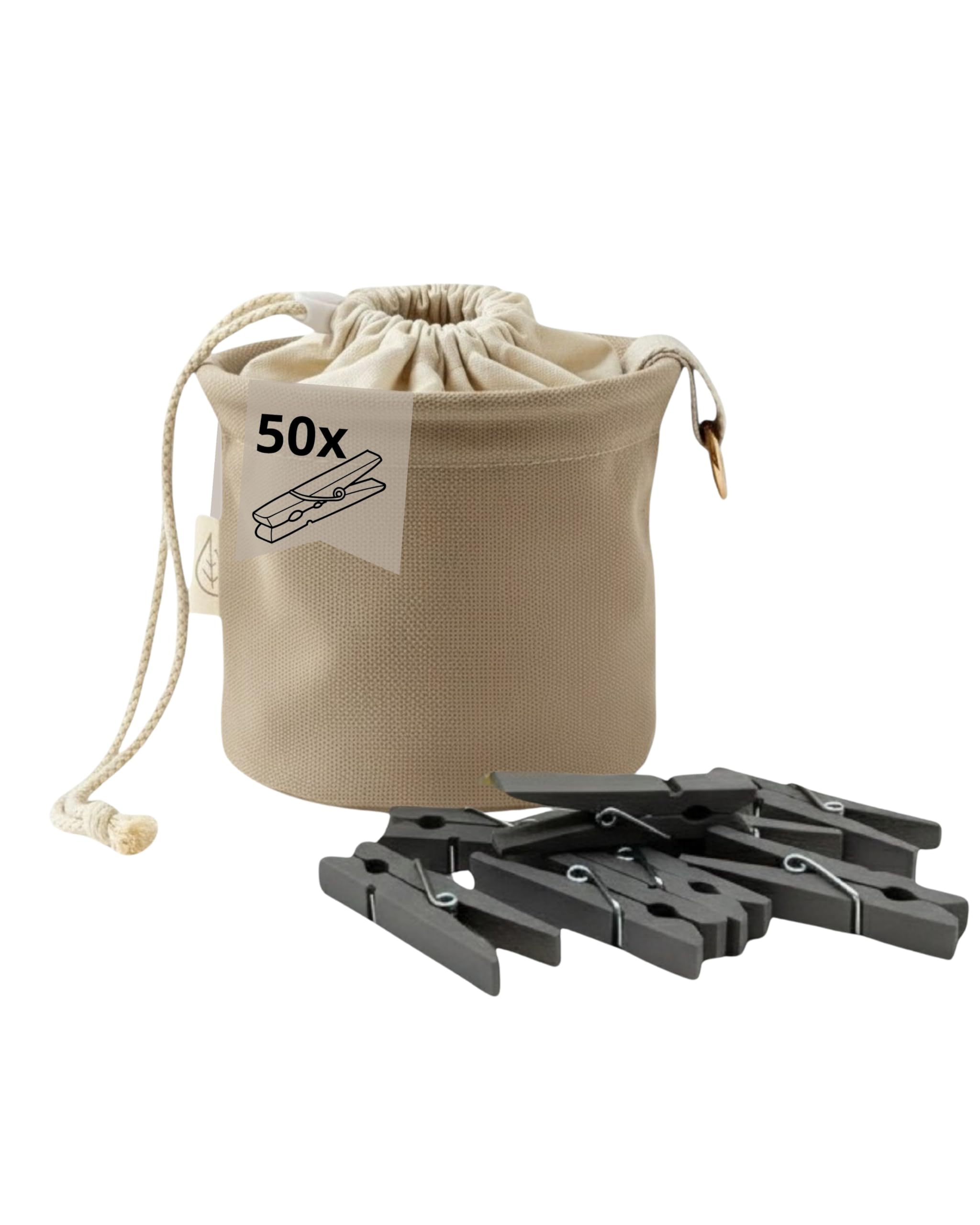 LIVLIG - Sacchetto per mollette da bucato con 50 mollette in plastica riciclata, per mollette da appendere, colore: Antracite