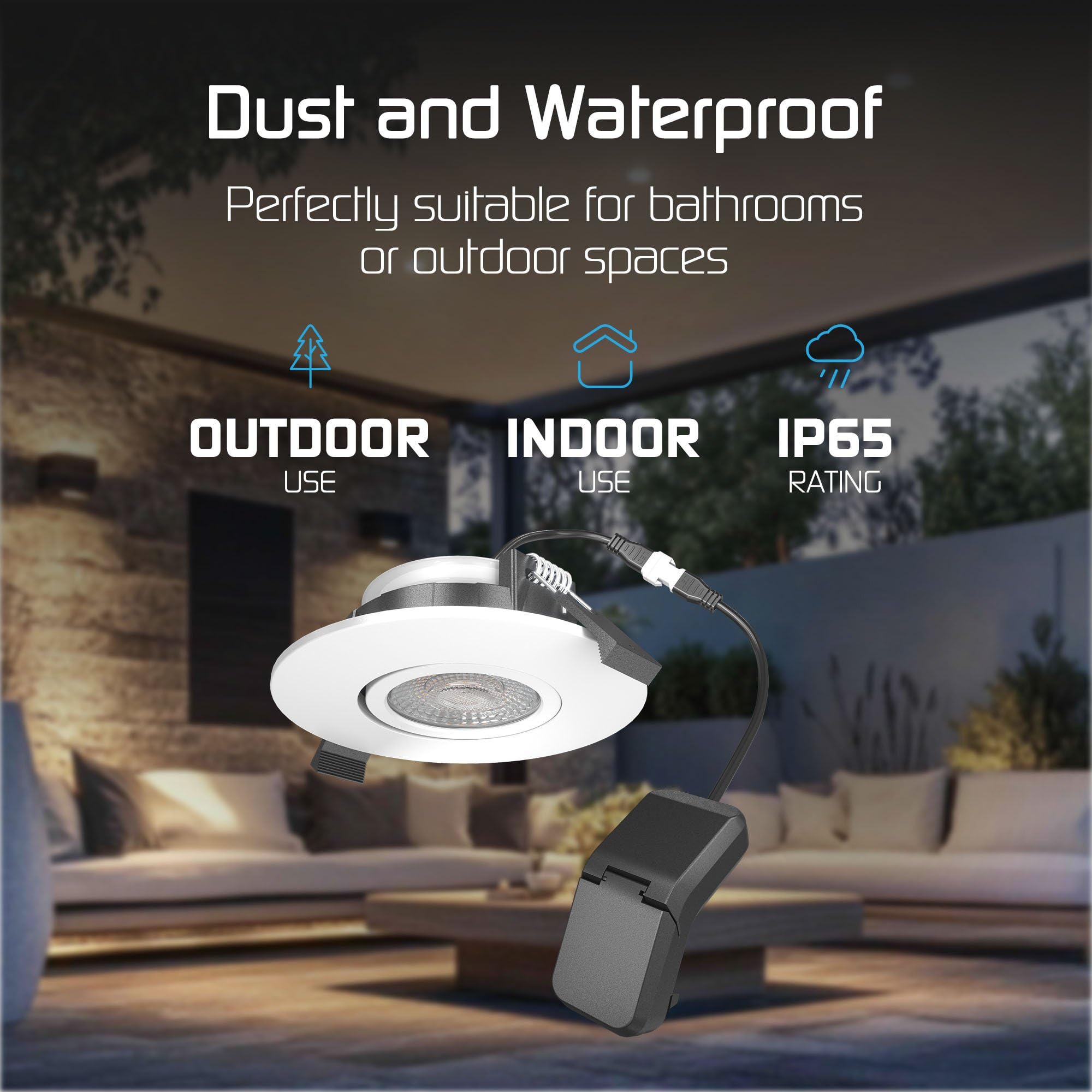 Ledvion 6 piezas foco LED blanco 6W CCT neutro impermeable IP65 | Medida de empotrar Ø96mm; Impermeable para bano ducha y zonas interiores humedas