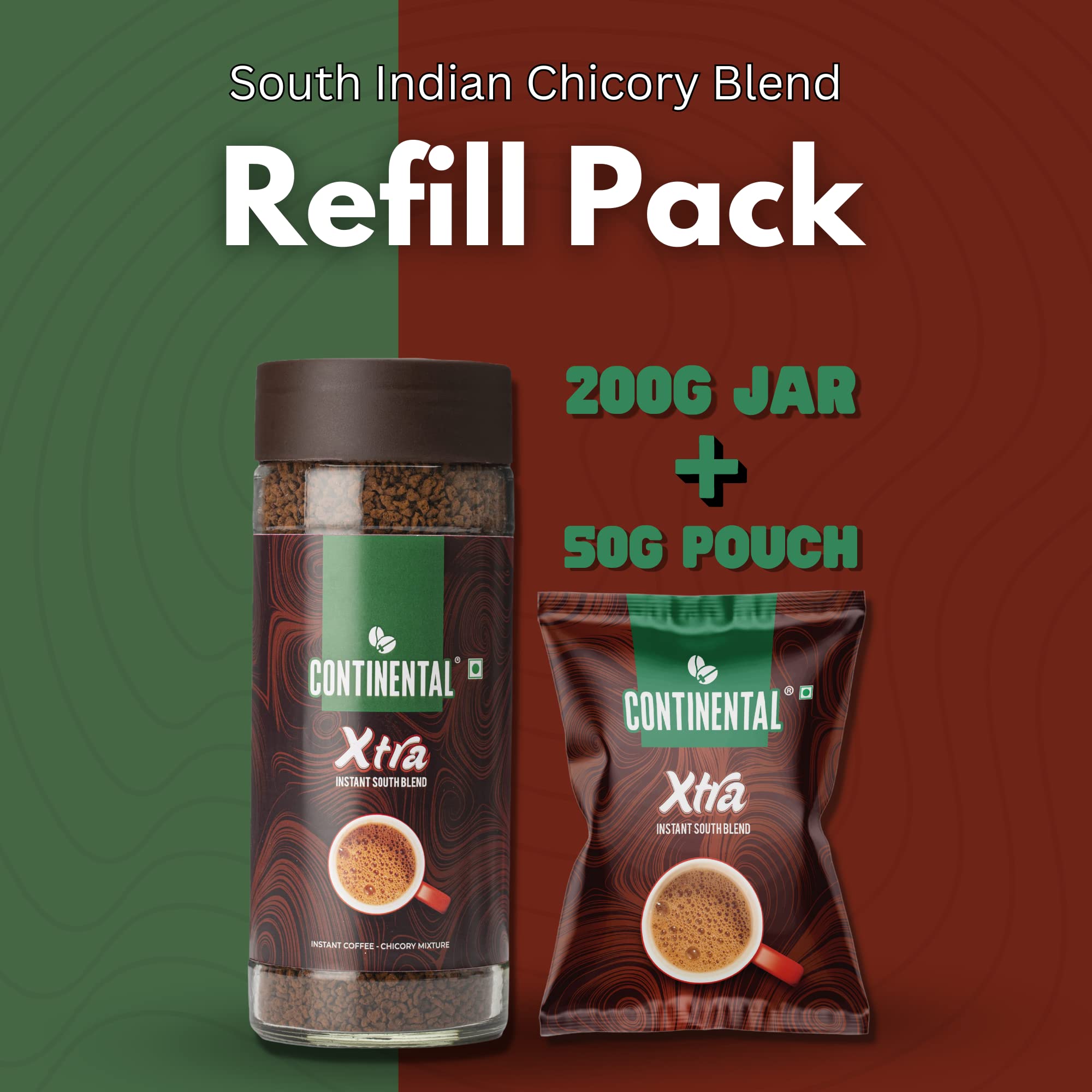 Continental Coffee Xtra Coffee 200Gm Jar & 50Gm Pouch Combo | Strongest Instant Coffee Powder | 250Gm | Instant South Blend - Image 3 thumbnail