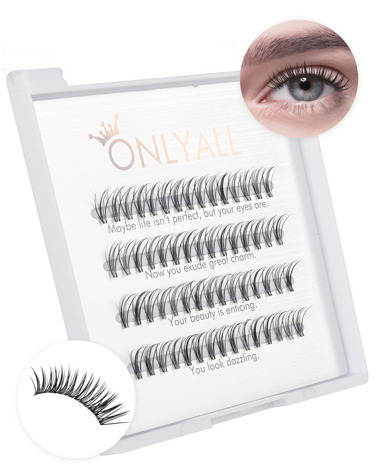 Onlyall Extensions Cluster Lashes Individual Natural Lash Clusters Wispy Eyelashes Strip Eyelash-Y147, Black, 7 pair (Pack of 1)