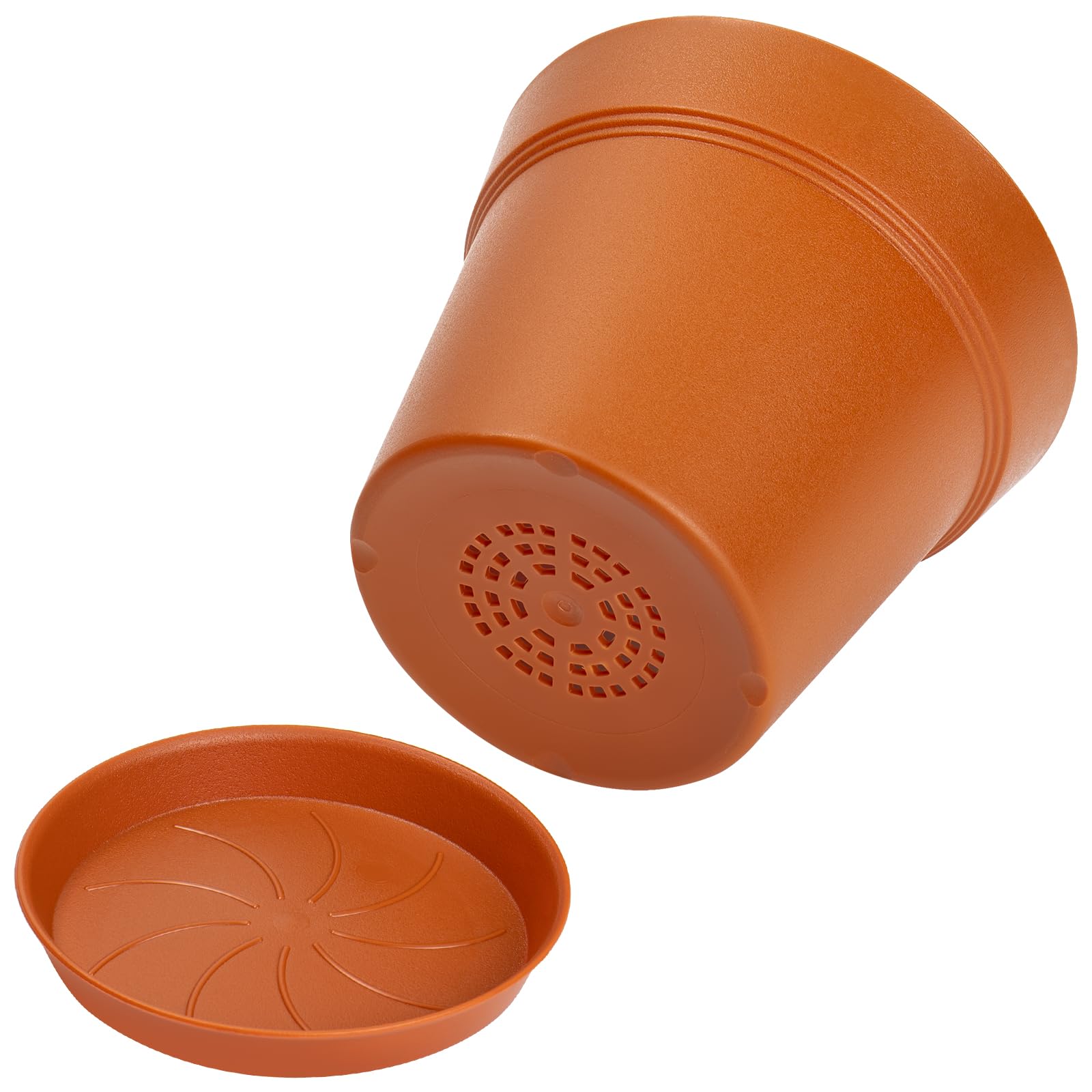 FORAGIFT 15cm Plant Pots, 16 Pack Plastic Herb Pot with Drainage Hole and Tray - Image 3
