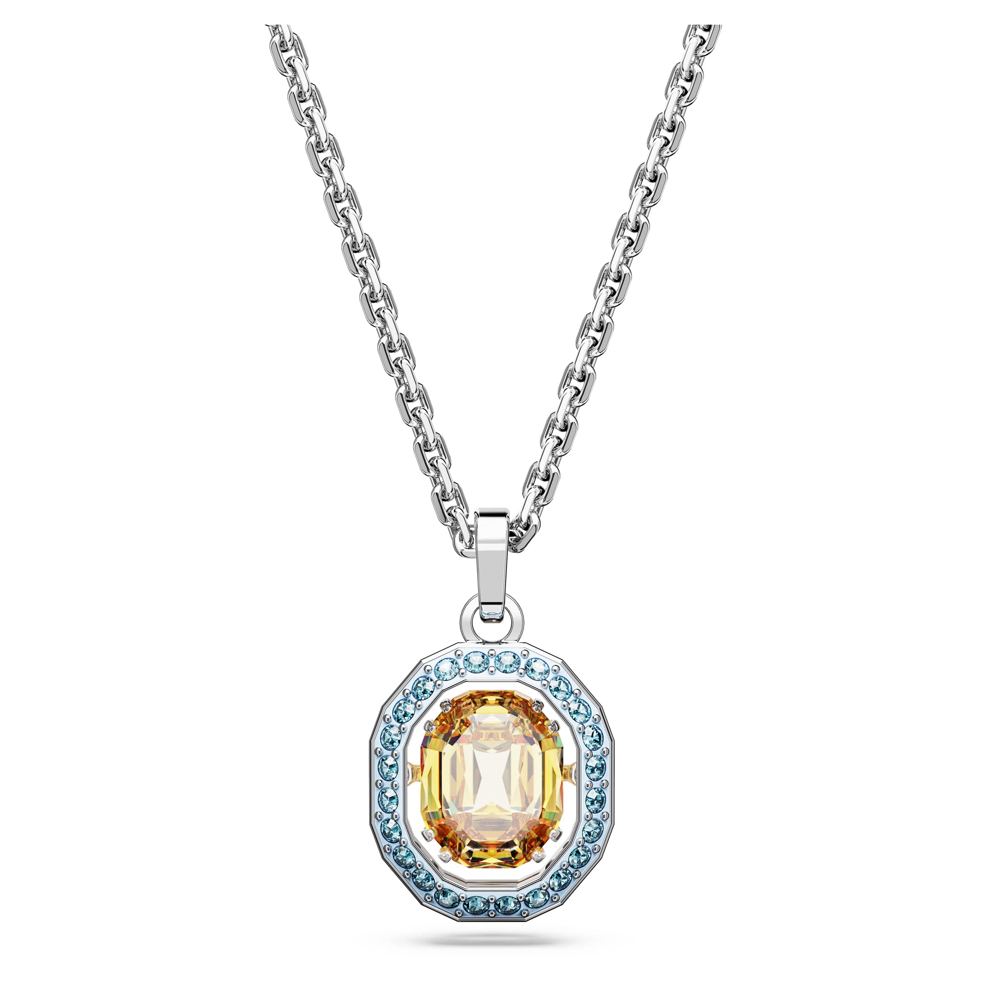 Swarovski Chroma pendant, Octagon cut, Multicoloured, Rhodium plated