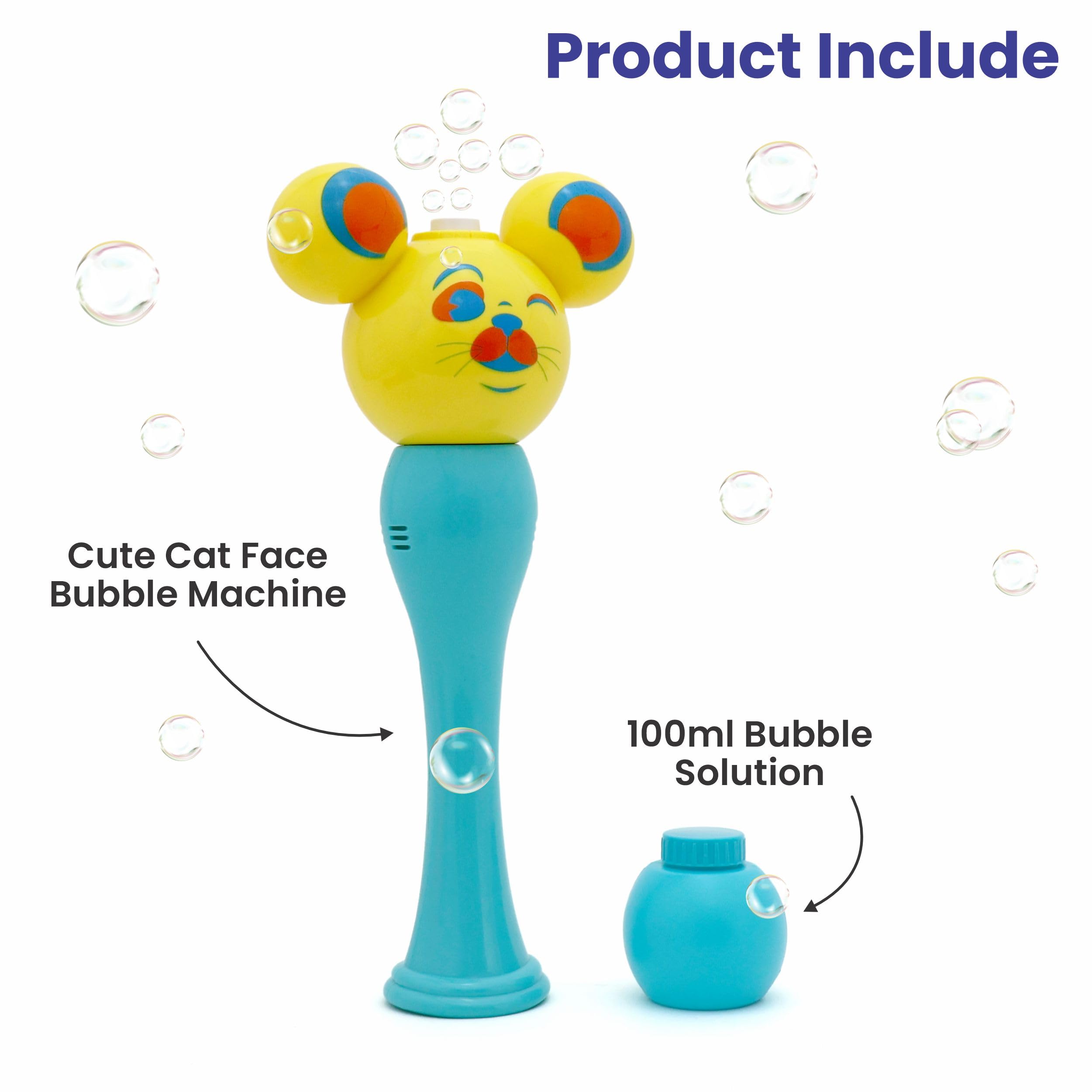 Aditi Toys Cat Face Bubble Machine Toy for Kids, Automatic Bubble Blower with Light, Bubble Blast Includes 100ml Bubble Solution, Outdoor & Indoor Play for Boys Girls, Above 3+ Age (Blue) 1