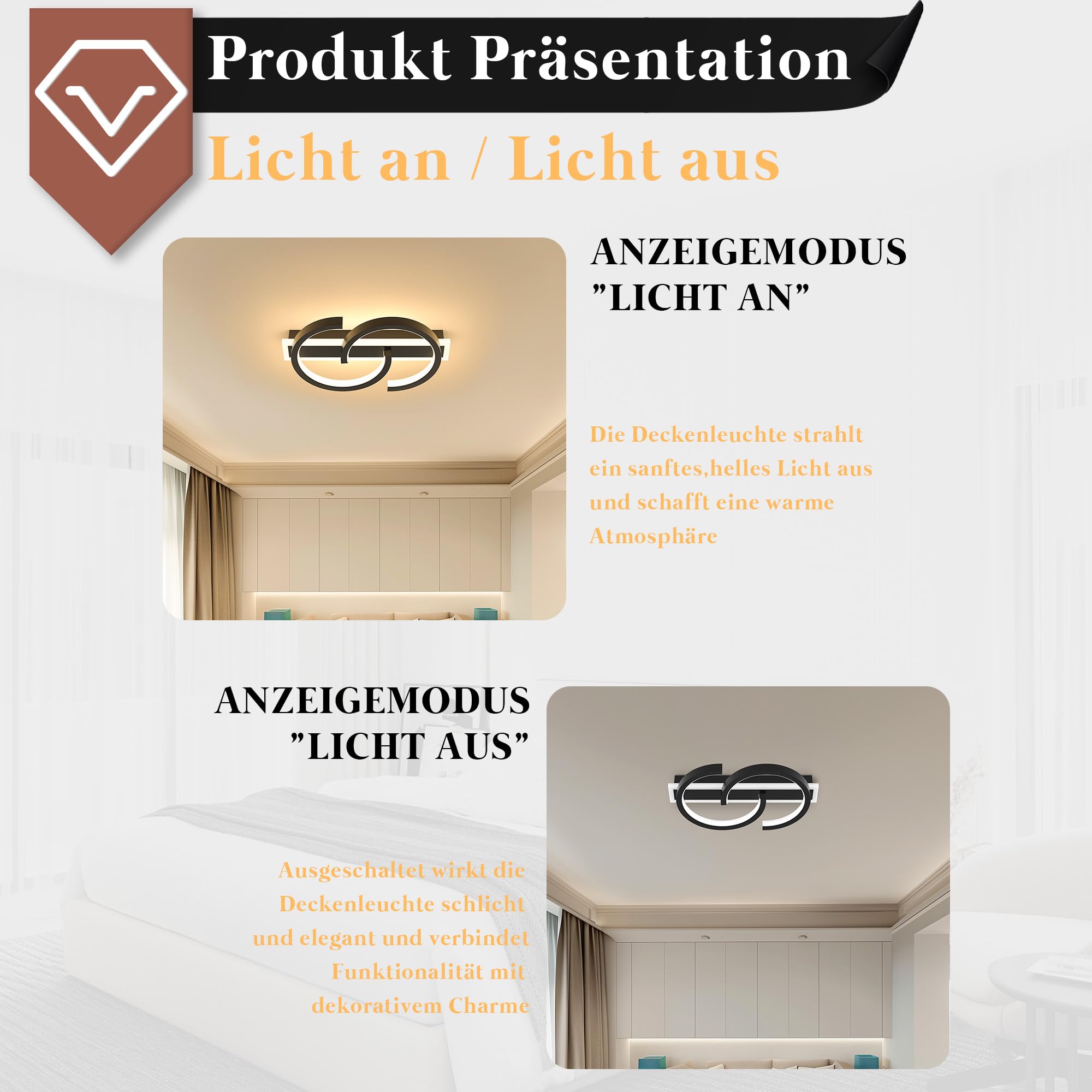 LUOLONG Plafoniera a LED 30cm plafoniera nera 25W 3000K lampada da soggiorno rotonda 2 anelli plafoniera camera da letto Illuminazione da soffitto a led moderna per ufficio studio