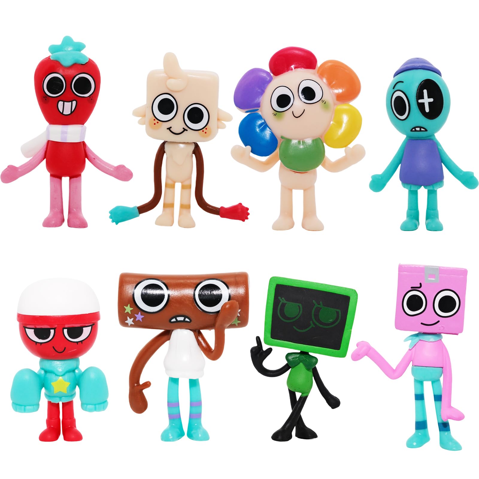 Colorful Plastic Figure Set, 8-Piece Character Toy Collection with