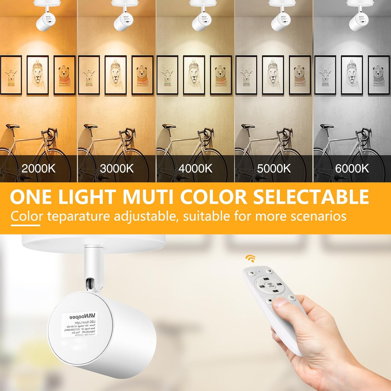 Remote Control Ceiling Spotlight Flush Mount Adjustable Directional LED Spot Lights Indoor Dimmable Accent Fixture for Art Picture Living Room - Bright CRI90+ 24° Flicker Free 10W 800lm White