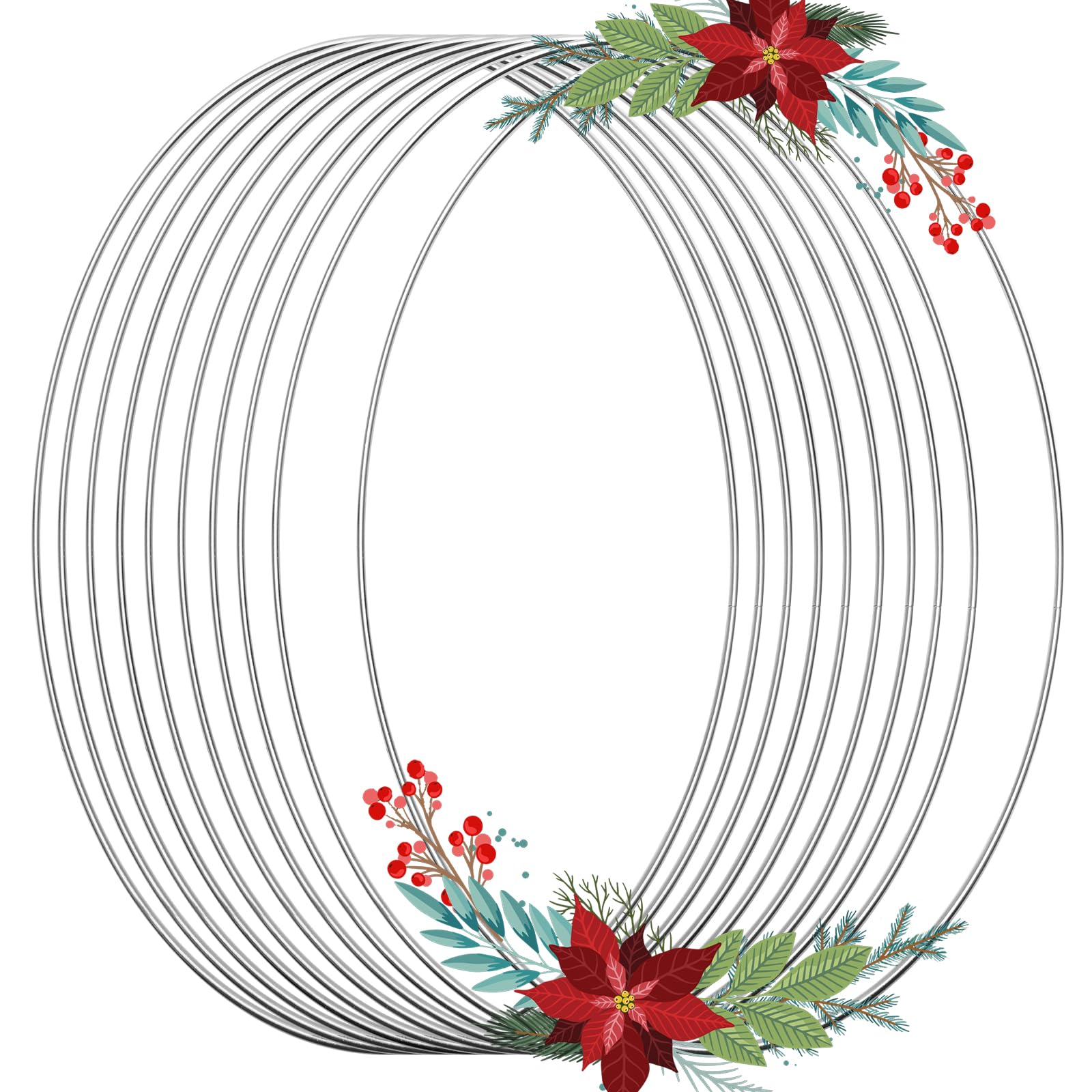 Photo 1 of 10Pcs 6/8/10/12 Inch Silver Macrame Dream Catcher Rings, Bettoor Metal Hoops DIY Floral Macrame Hoop for Wall Hanging Crafts Wreath Ring for Wedding Wreath Decor (6 Inches)