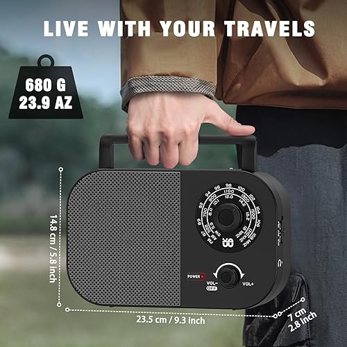 Miniatura 3 de Radio portátil de onda corta AM FM con recepción de largo alcance, radio transistor de pared con enchufe Goodes con altavoz grande, funciona con