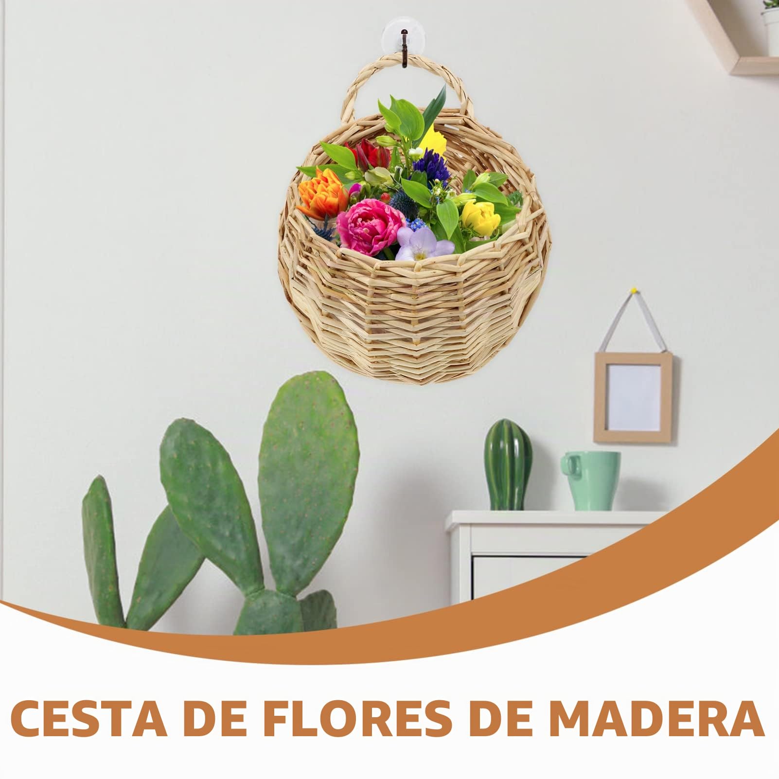 Alipis Cesta Colgante De Mimbre 9.05X7.08X3.54 Pulgadas Canasta De Almacenamiento Colgante Para Plantas Y Flores Decoración De Cocina Sala Y Pared