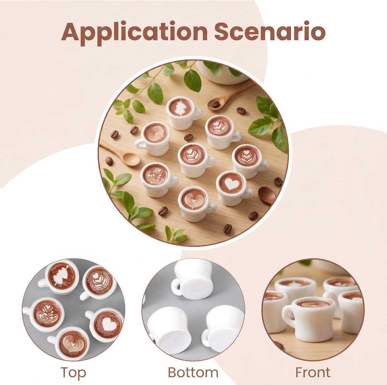 50pcs 3D Miniature Coffee Cup for Deco, Coffee Charms for Craft image 4