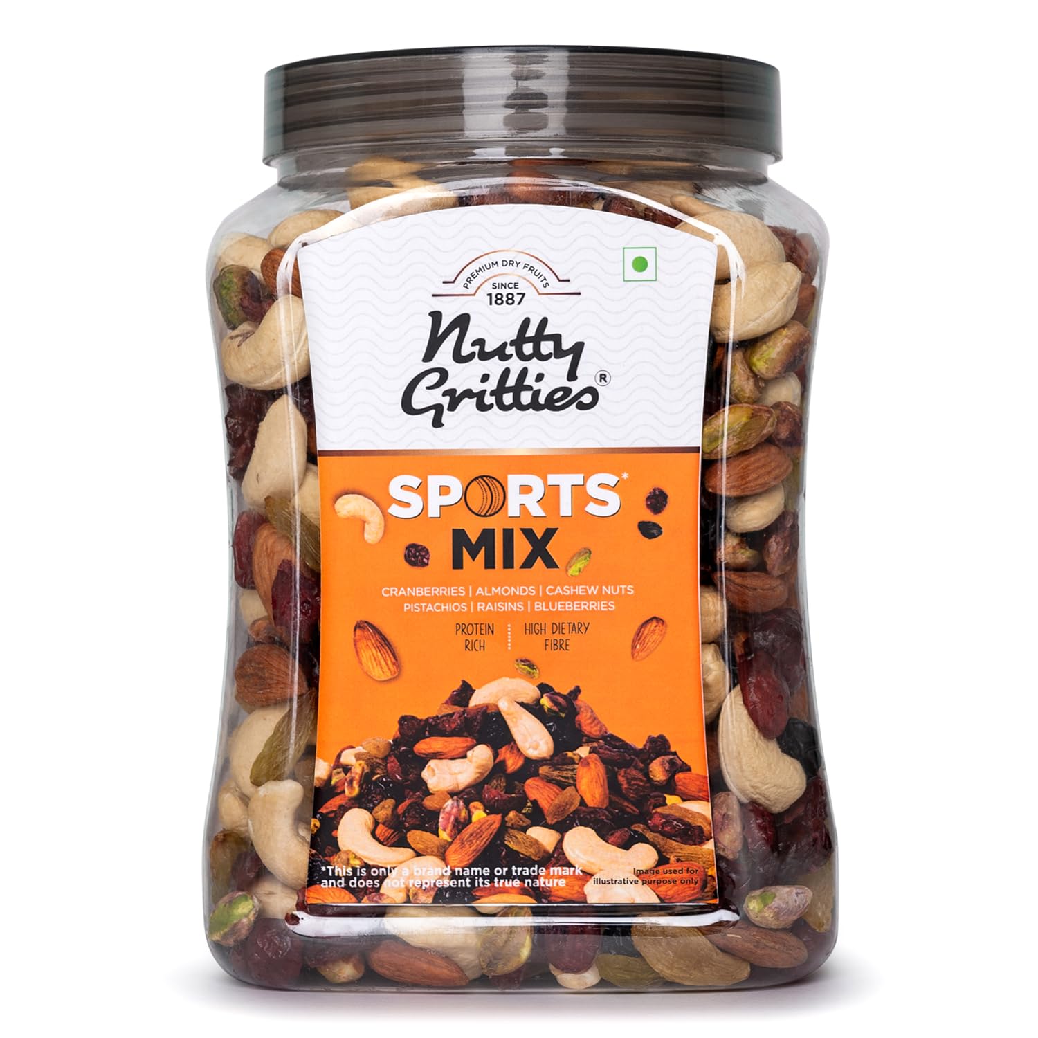 Nutty Gritties Sports Mix - Roasted Almonds, Cashews, Pistachios, Dried Blueberries, Cranberries and Raisins (Sports Mix 1kg Jar) (B0C9JB99SD) Amazon Price History, Amazon Price Tracker