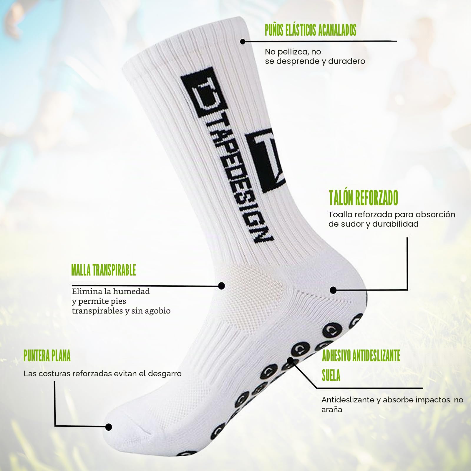 6 Pares de Calcetines Deportivos Antideslizantes, Calcetines de Fútbol, 39-46 Calcetiness Antideslizantes Futbol, Calcetiness Deporte Unisex para Running Ciclismo Trekking Baloncesto