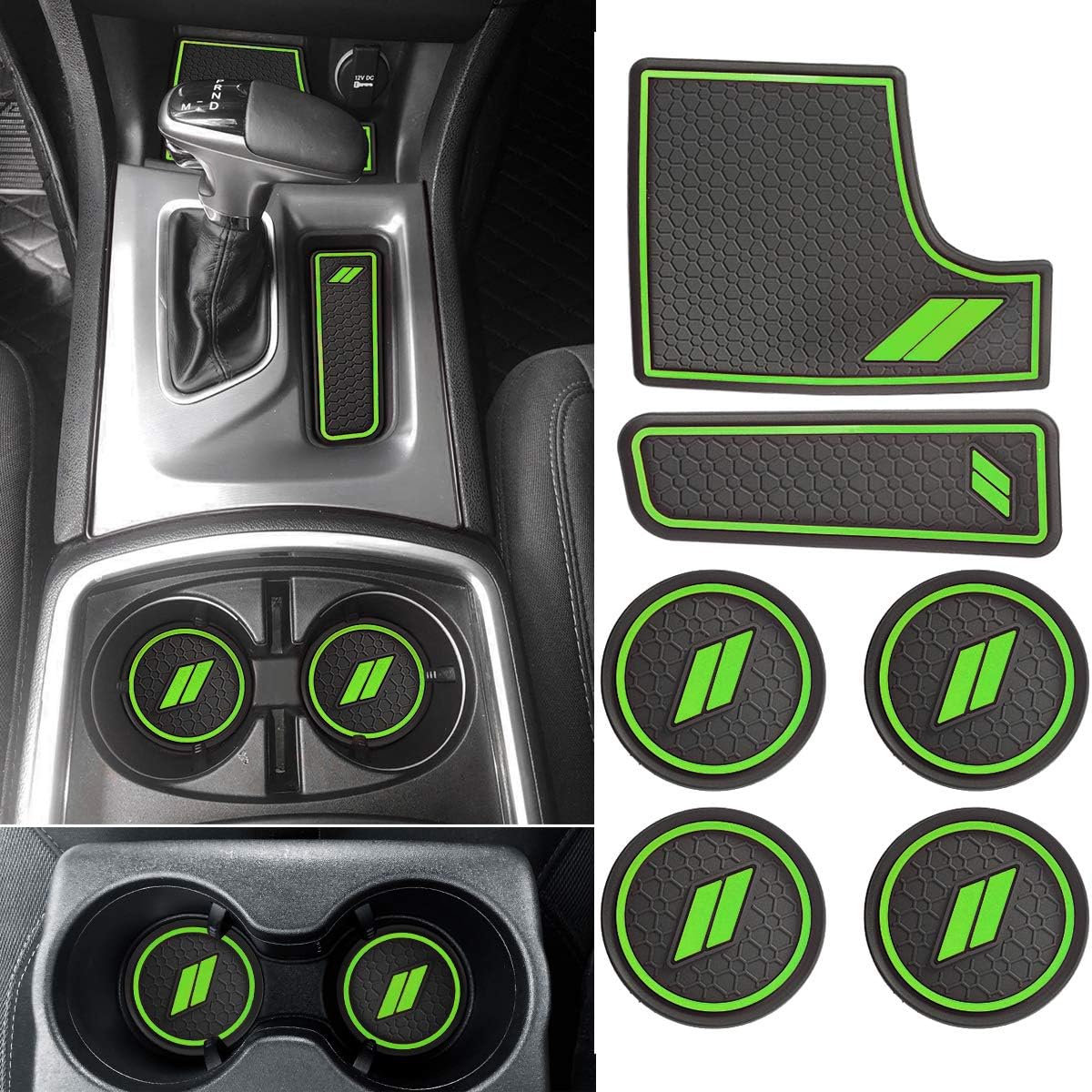 Auovo Anti dust Mats for Charger 2021 2020 2018 2017-2015 Accessories Custom Fit Cup Holder Liners Mats(6pcs/Set, Green)