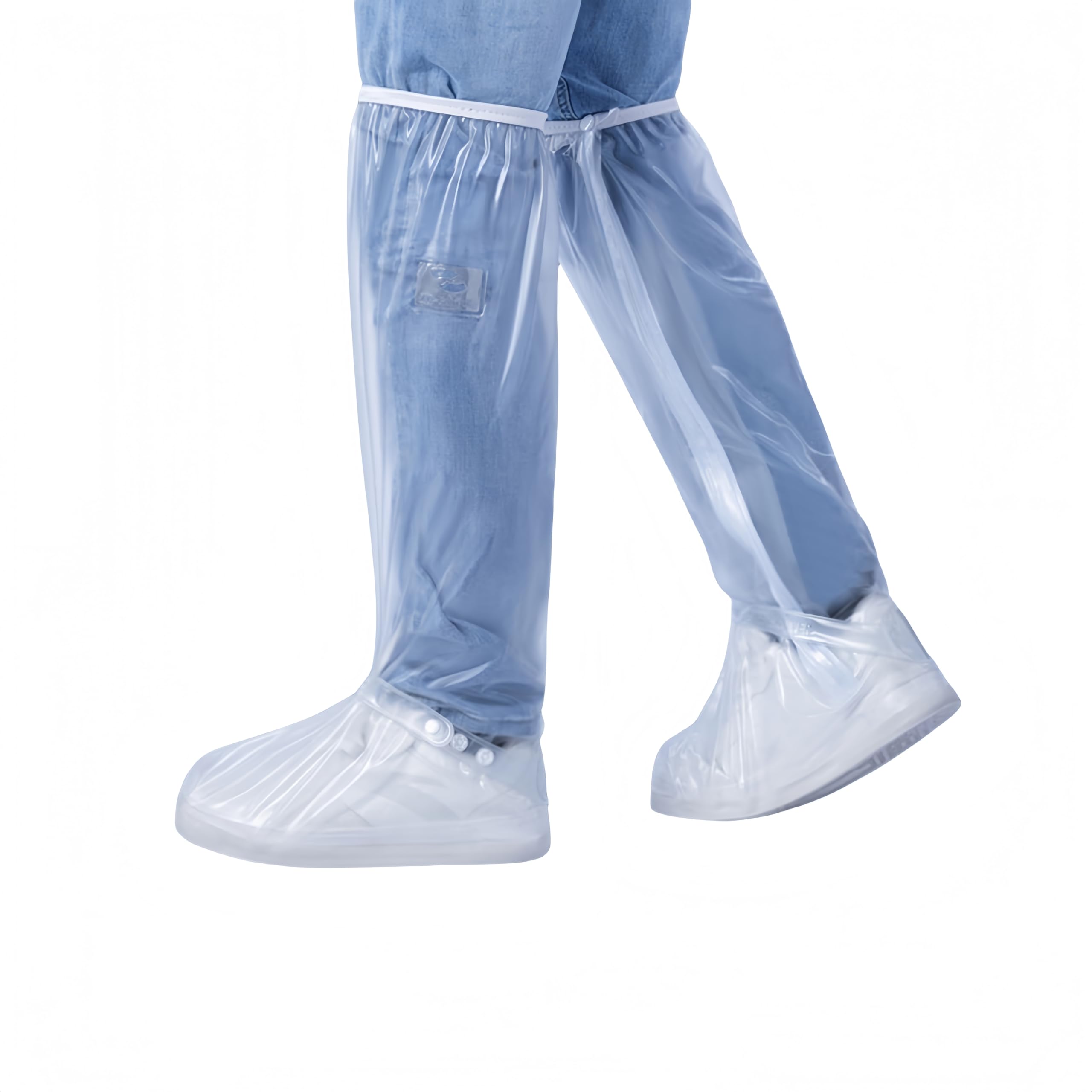 Waterproof rain Shoe Cover, Wear-Resistant Thickened Water Shoes, 23.6 Inch Tall, Non-Slip Rain Shoes, Unisex Outdoor Rain Boots (White, M)