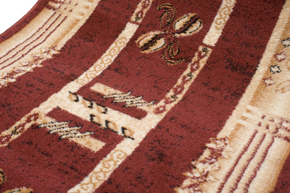 Tapiso Atlas chodnik na korytarz, krótkie runo, dywan do kuchni, salonu, czworokątny, paski, kawa, retro, abstrakcyjny wzór, brązowy, beżowy, melanż, Ökotex 100 x 650 cm
